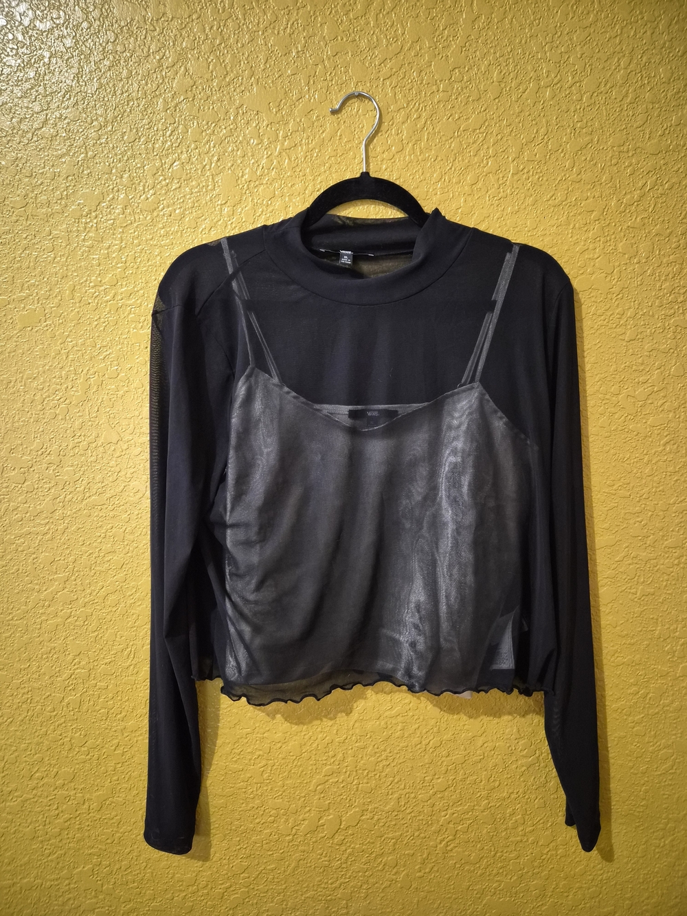 Vans Black Sheer Layered Long Sleeve Top - Women's